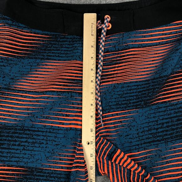 Nike Mens Board Shorts 36 Blue Orange Striped Drawstring Closure Swim Trunks - Picture 11 of 12